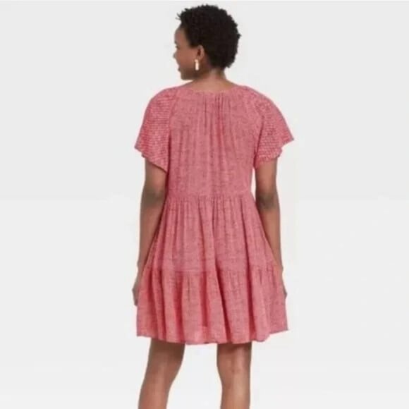 Knox Rose Red Boho Tiered Mini Dress | Size S | EUC - Picture 2 of 2